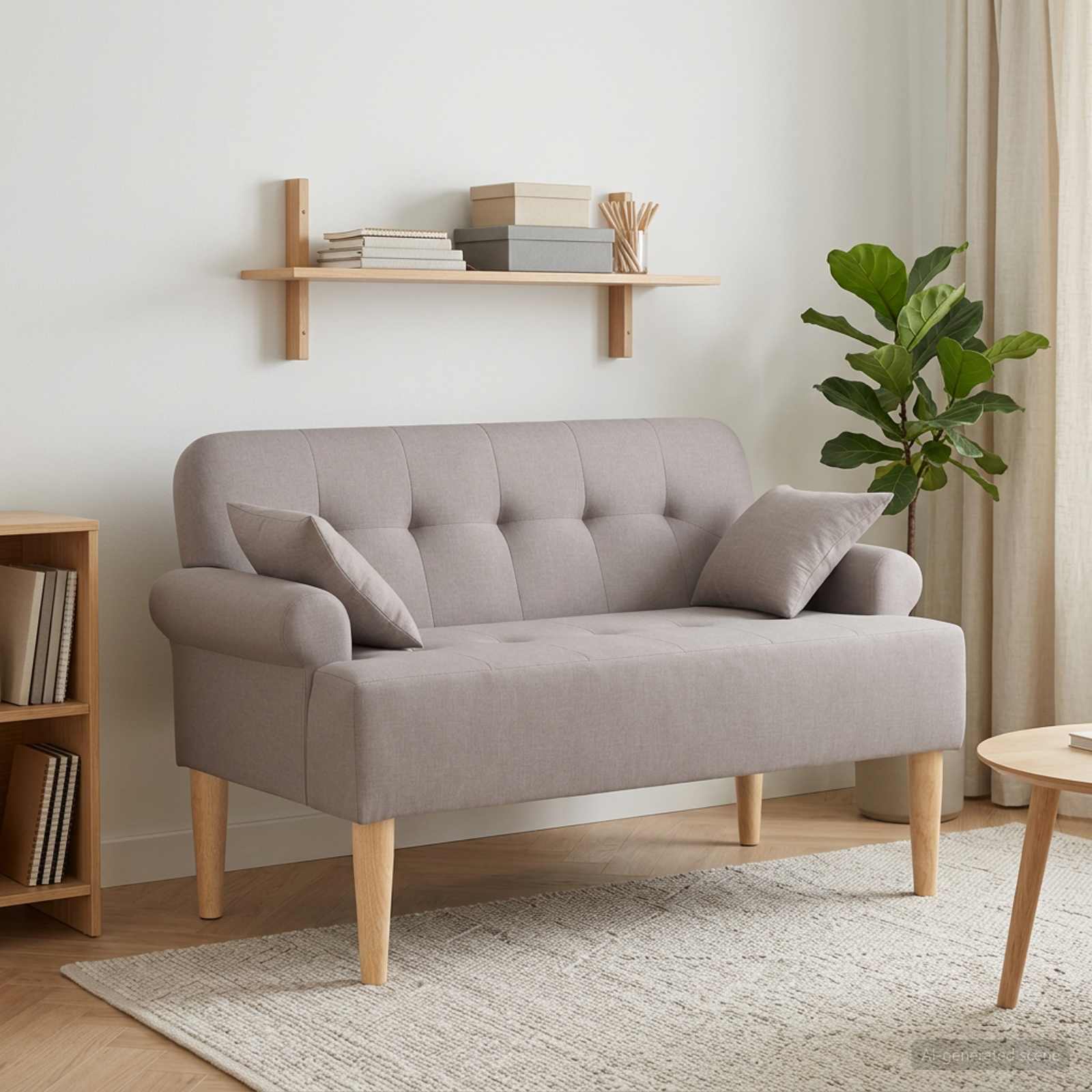 Love seat με κουμπιά Taupe 120 x 65 x 79 εκ Ύφασμα