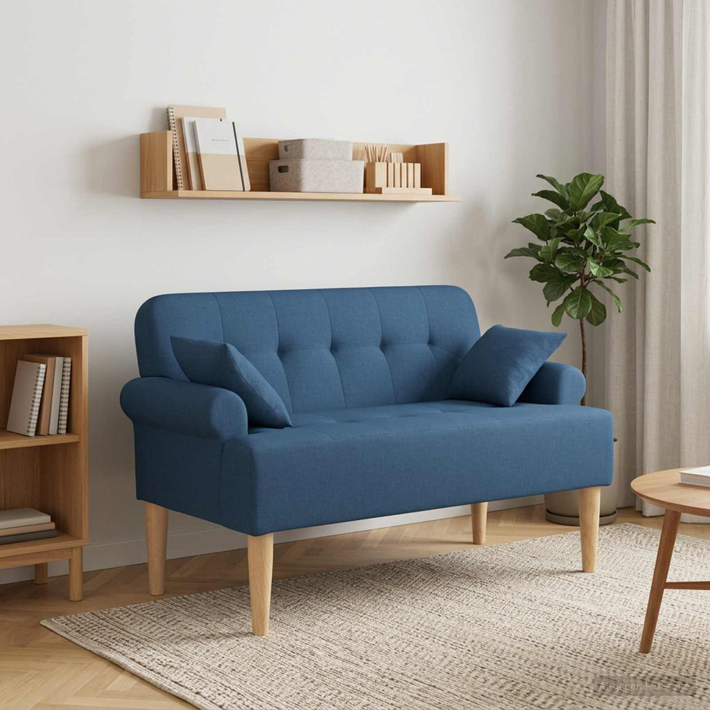 Love seat με κουμπιά Μπλε 120 x 65 x 79 εκ Ύφασμα