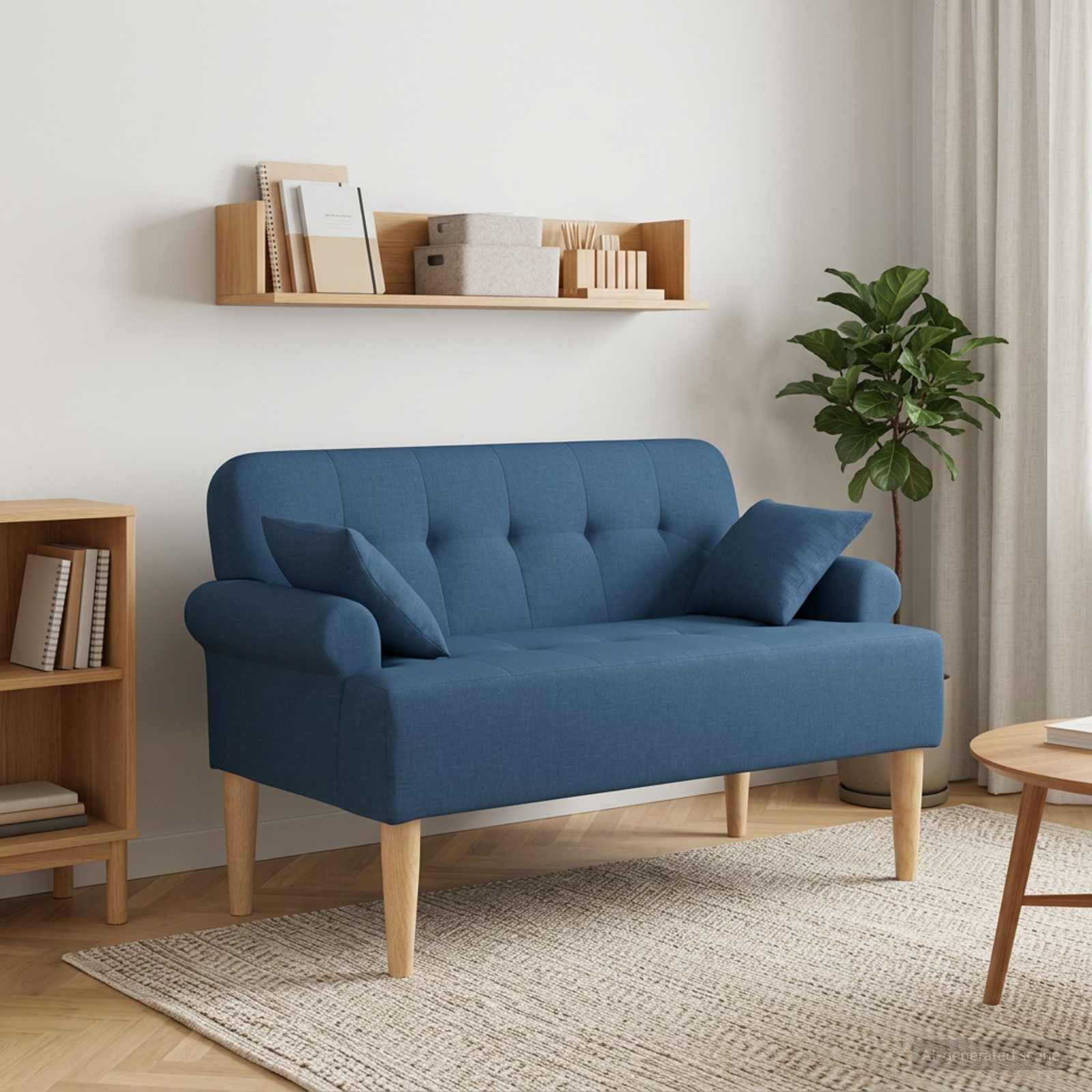 Love seat με κουμπιά Μπλε 120 x 65 x 79 εκ Ύφασμα
