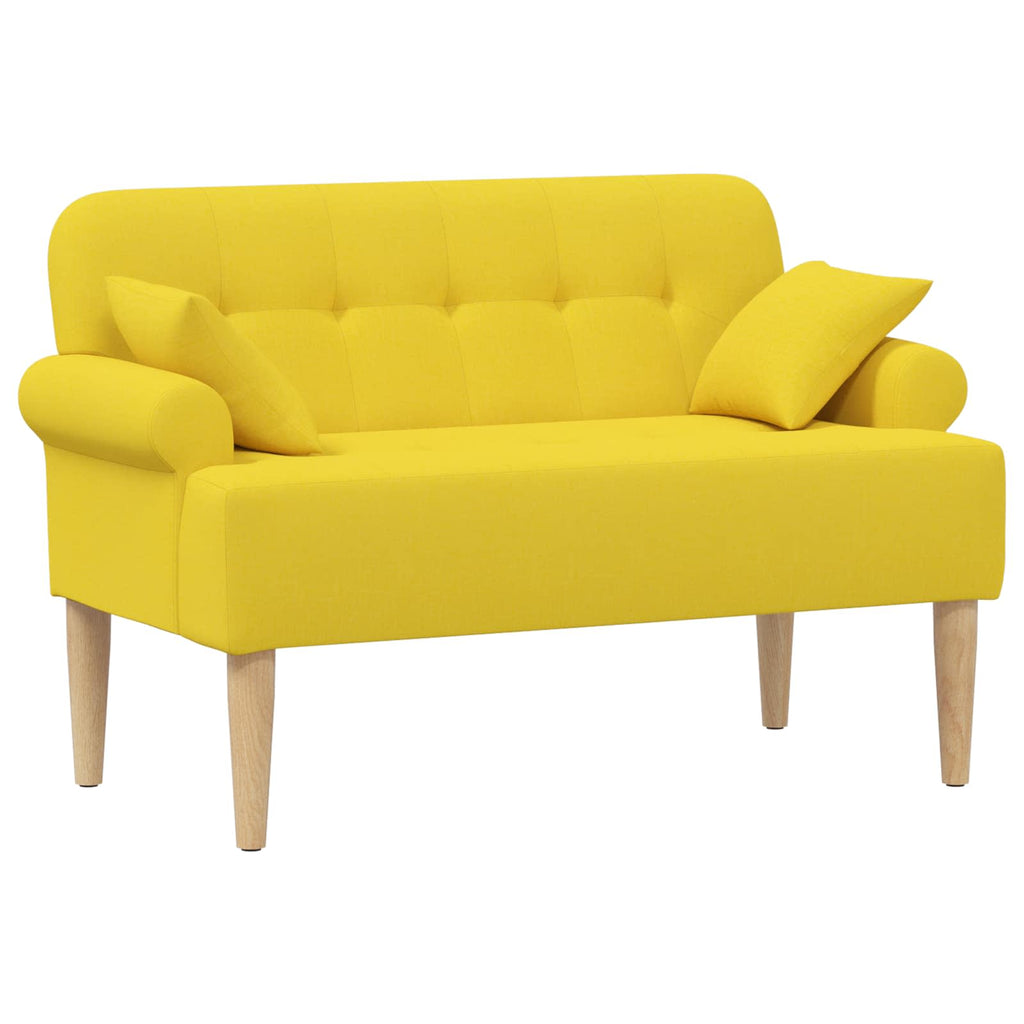 Love seat με κουμπιά Ανοιχτό Κίτρινο 120 x 65 x 79 εκ Ύφασμα
