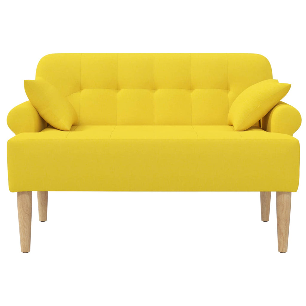 Love seat με κουμπιά Ανοιχτό Κίτρινο 120 x 65 x 79 εκ Ύφασμα
