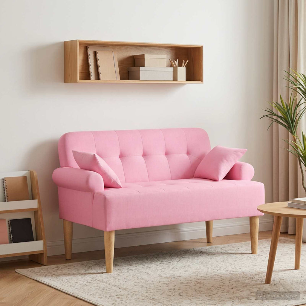 Love seat με κουμπιά Ροζ 120 x 65 x 79 εκ Ύφασμα