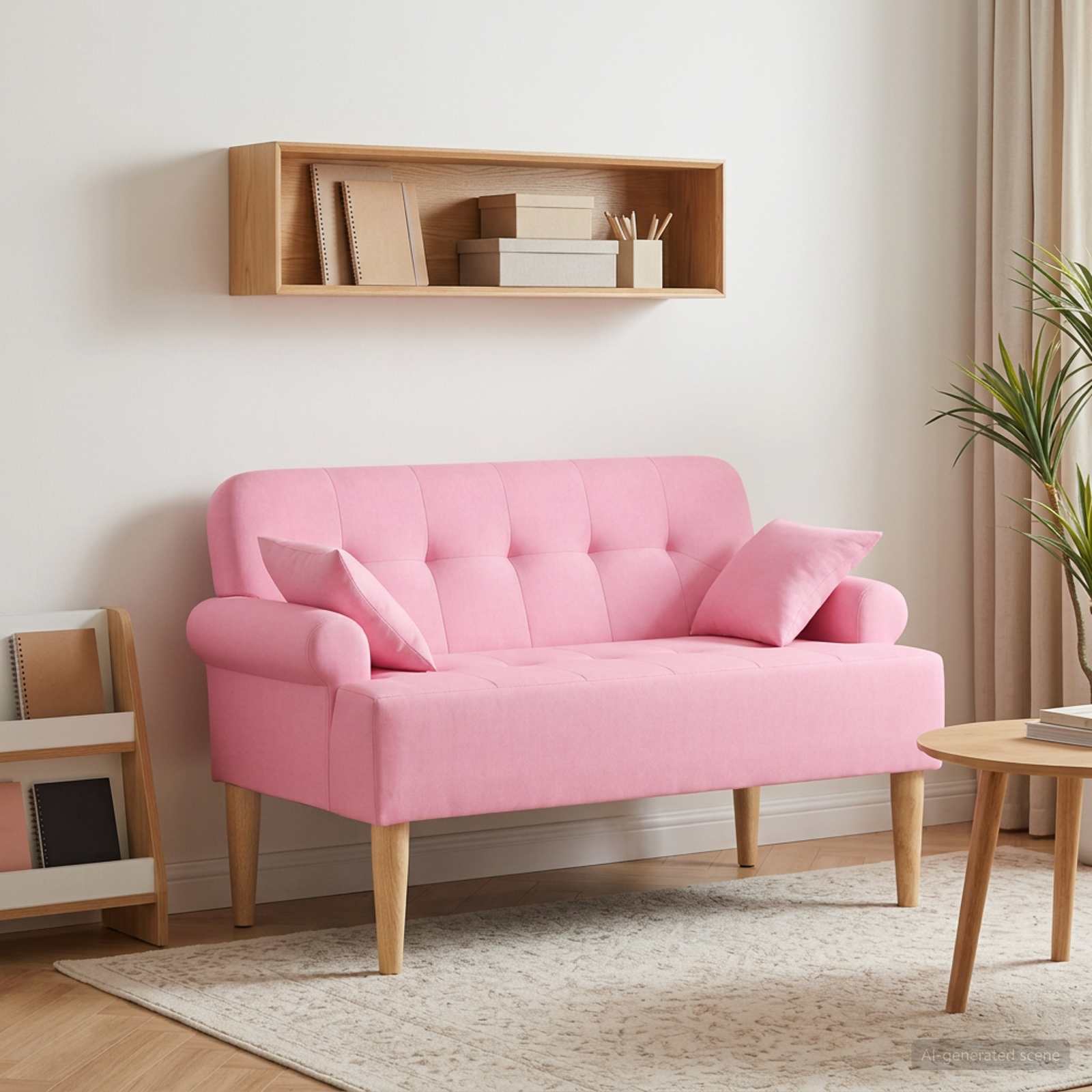 Love seat με κουμπιά Ροζ 120 x 65 x 79 εκ Ύφασμα