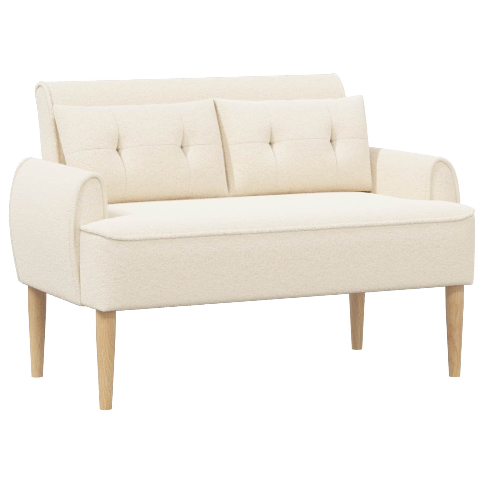 Love seat με κουμπιά Κρεμ 117 x 67 x 77 εκ. Μπουκλέ