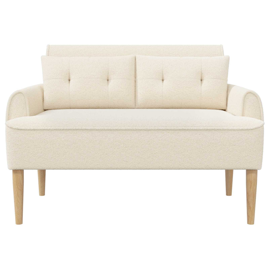 Love seat με κουμπιά Κρεμ 117 x 67 x 77 εκ. Μπουκλέ