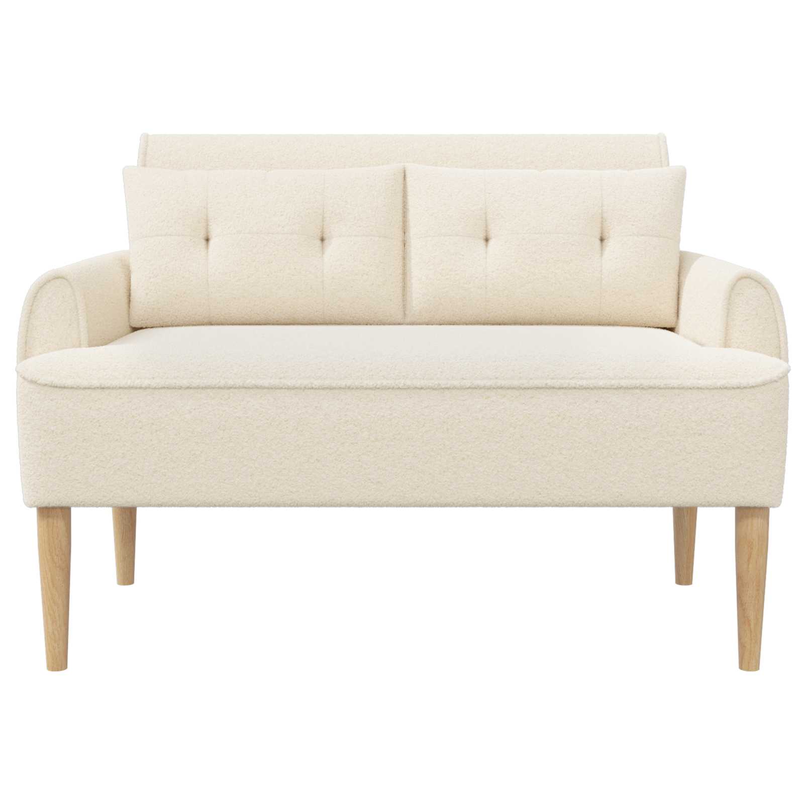 Love seat με κουμπιά Κρεμ 117 x 67 x 77 εκ. Μπουκλέ