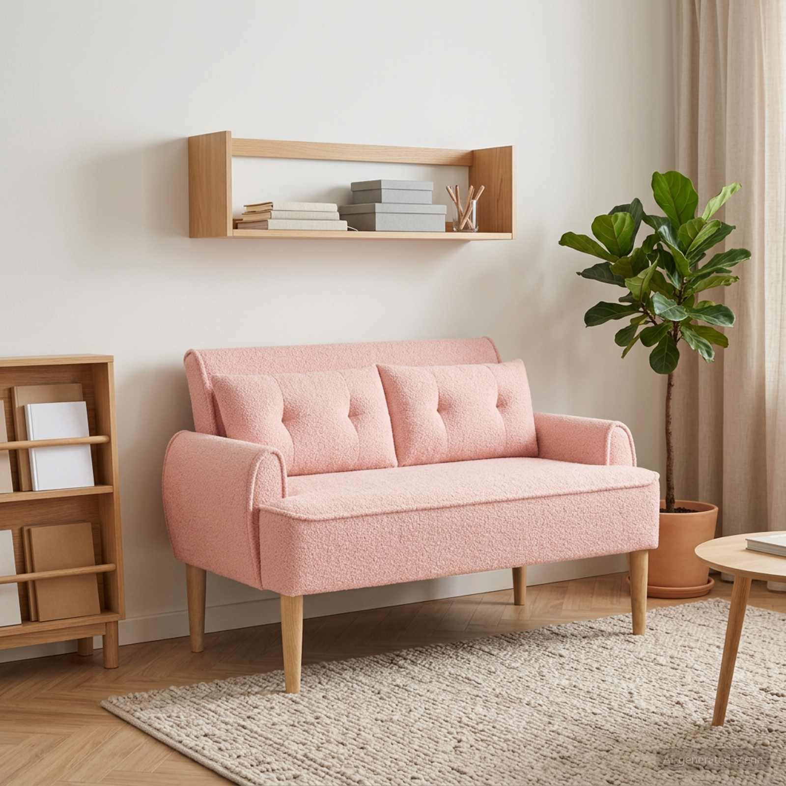 Love seat με κουμπιά Ροζ 117 x 67 x 77 εκ. Μπουκλέ
