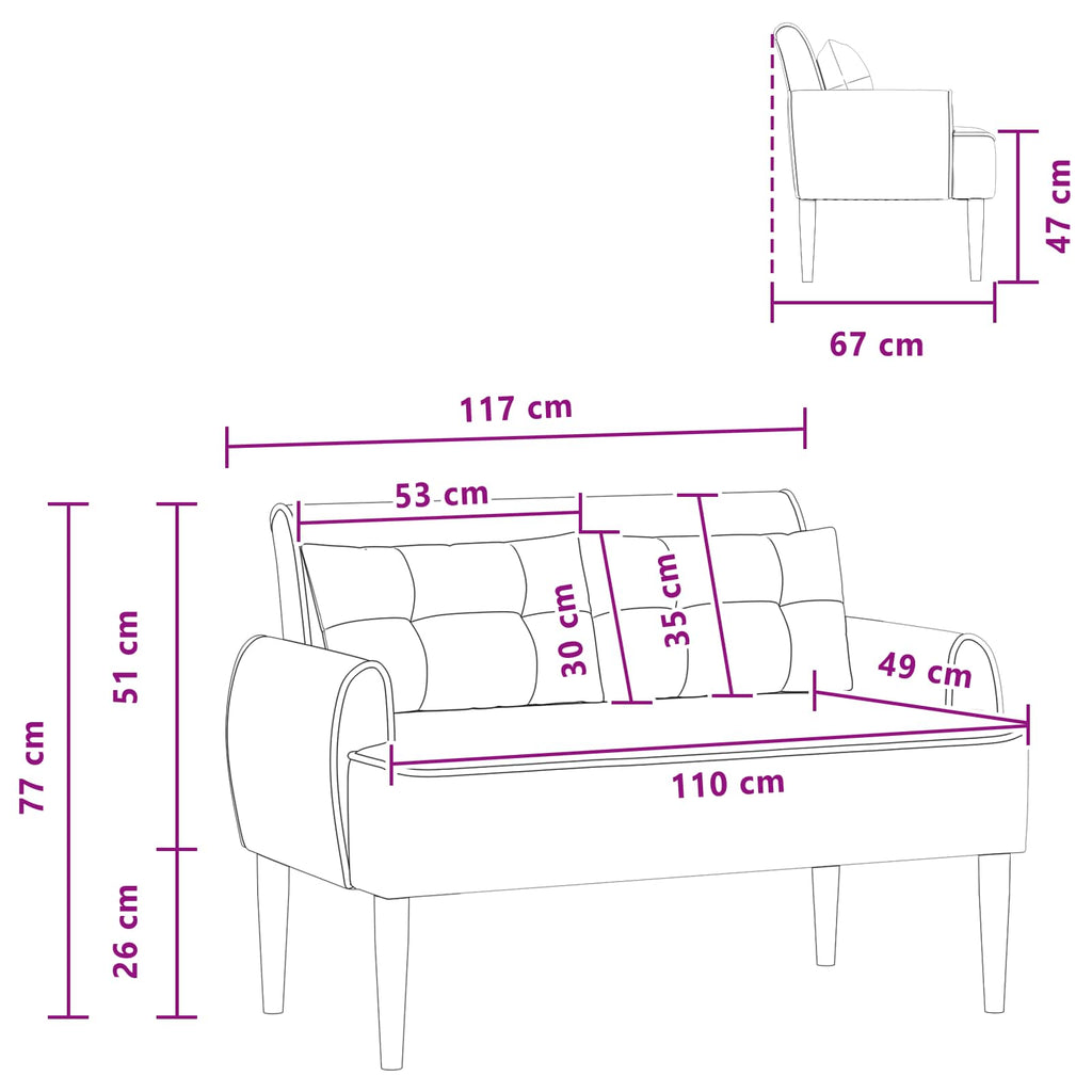 Love seat με κουμπιά Ροζ 117 x 67 x 77 εκ. Μπουκλέ