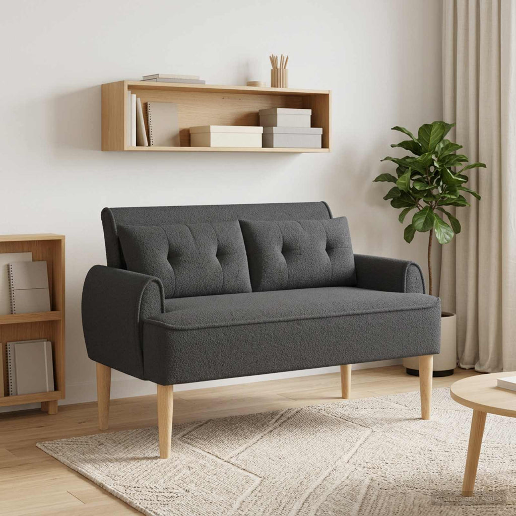 Love seat με κουμπιά Σκούρο Γκρι 117 x 67 x 77 εκ. Μπουκλέ