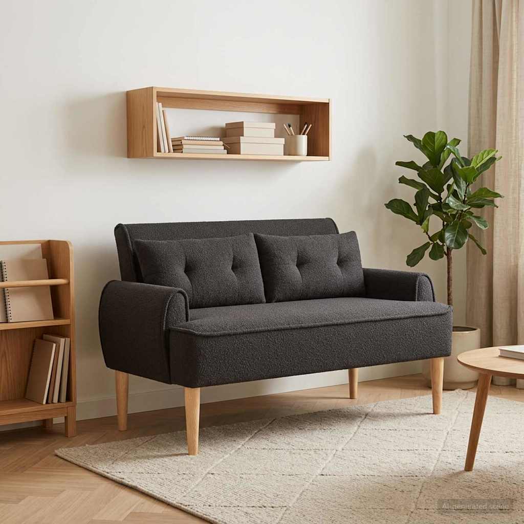 Love seat με κουμπιά Μαύρο 117 x 67 x 77 εκ. Μπουκλέ