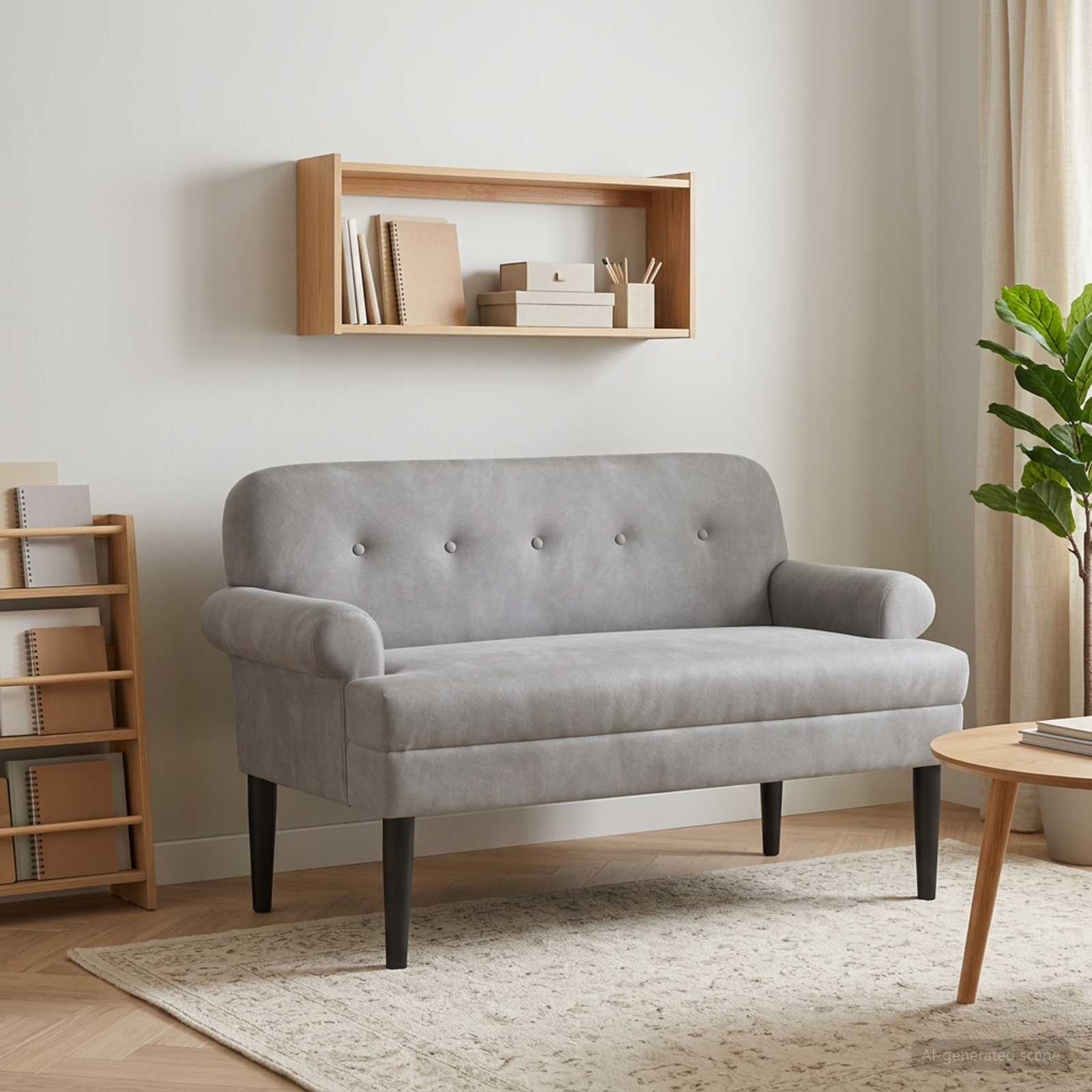 Love seat με κουμπιά Ανοιχτό γκρι 120 x 66 x 78 εκ. Βελούδο