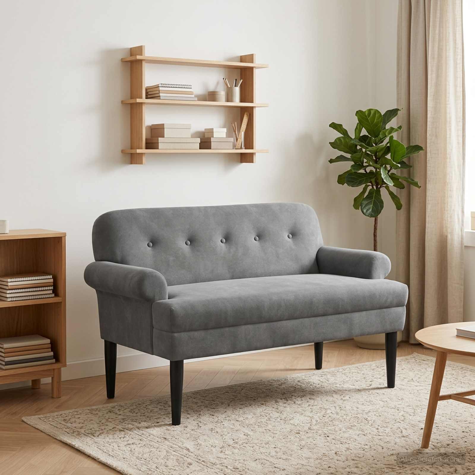 Love seat με κουμπιά Σκούρο Γκρι 120 x 66 x 78 εκ. Βελούδο