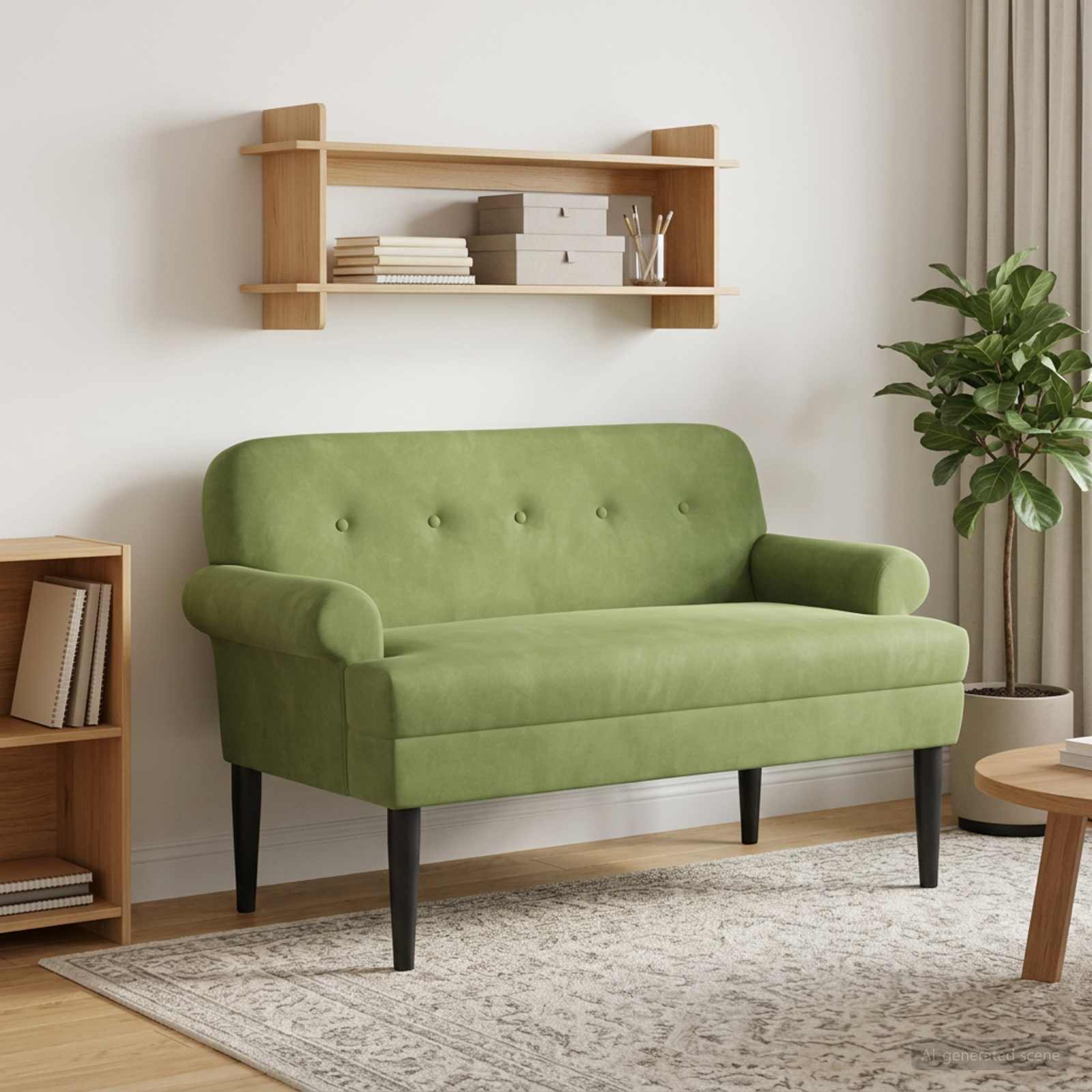 Love seat με κουμπιά Ανοιχτό Πράσινο 120 x 66 x 78 εκ. Βελούδο