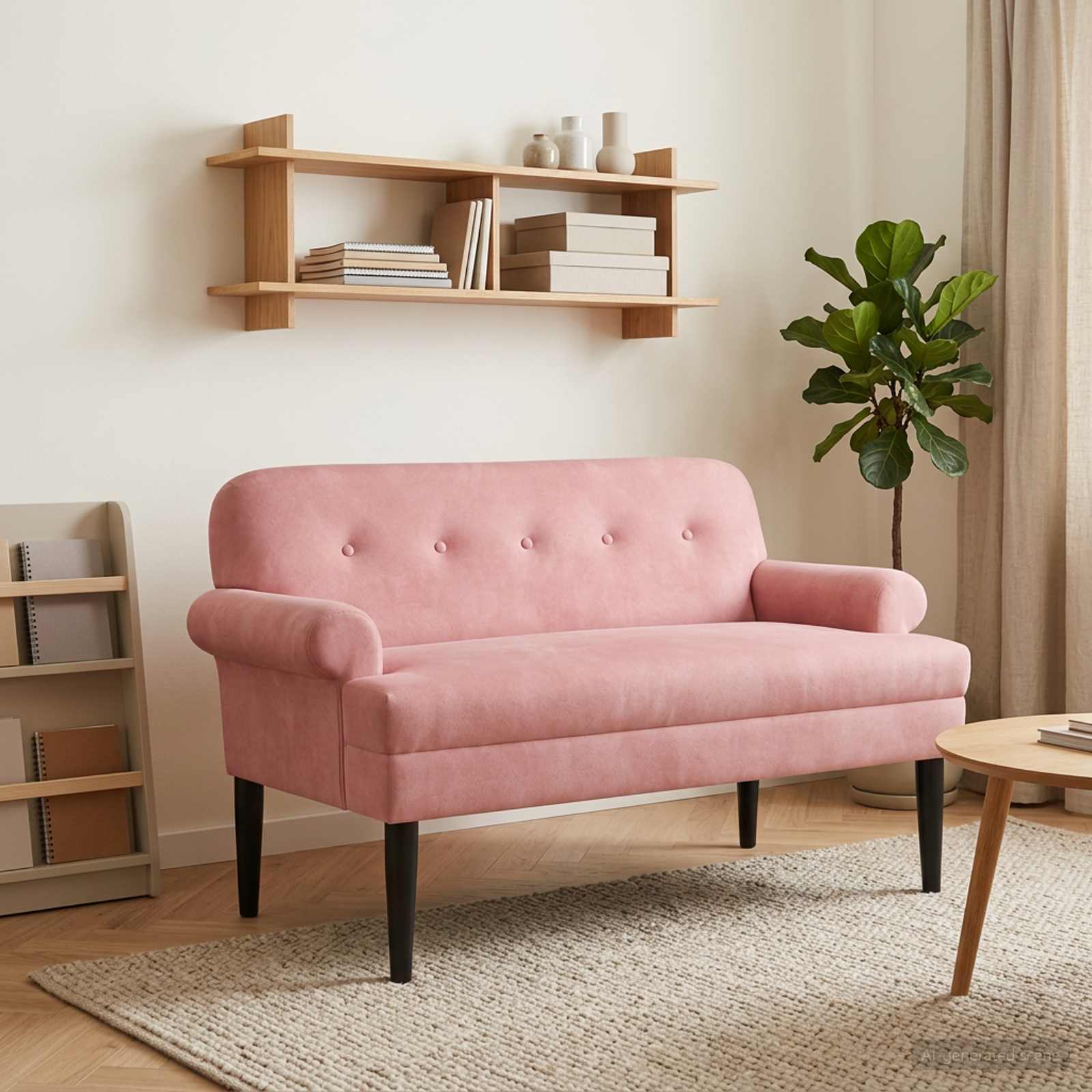 Love seat με κουμπιά Ροζ 120 x 66 x 78 εκ. Βελούδο