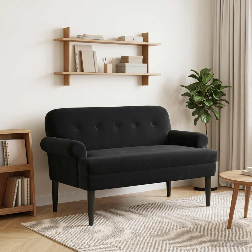 Love seat με κουμπιά Μαύρο 120 x 66 x 78 εκ. Βελούδο