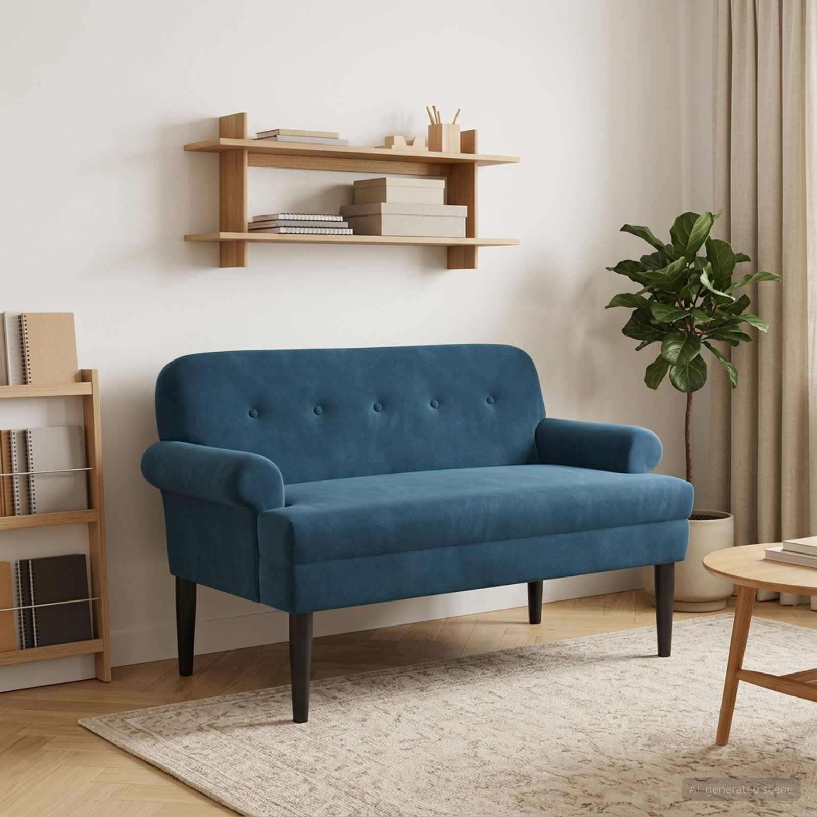 Love seat με κουμπιά Μπλε 120 x 66 x 78 εκ. Βελούδο