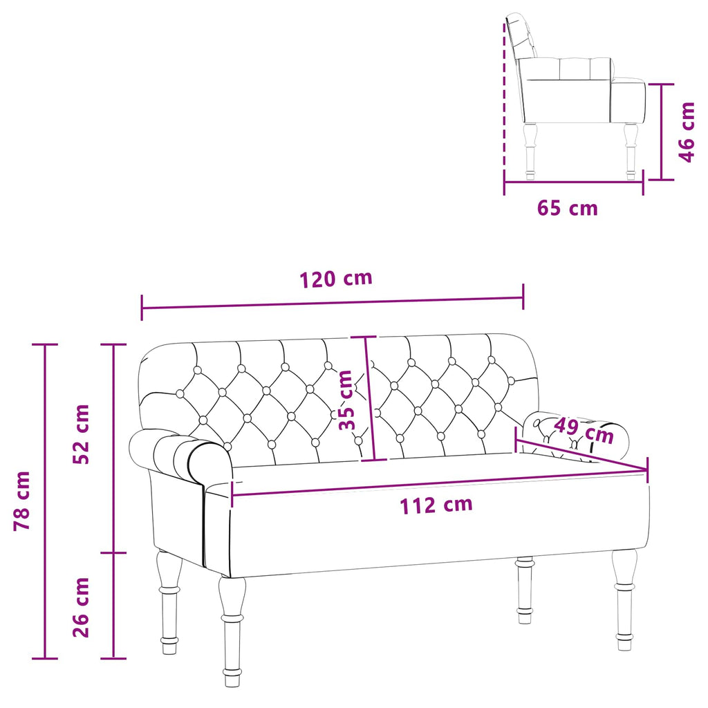 Love seat με κουμπιά Καφέ 120 x 65 x 78 εκ