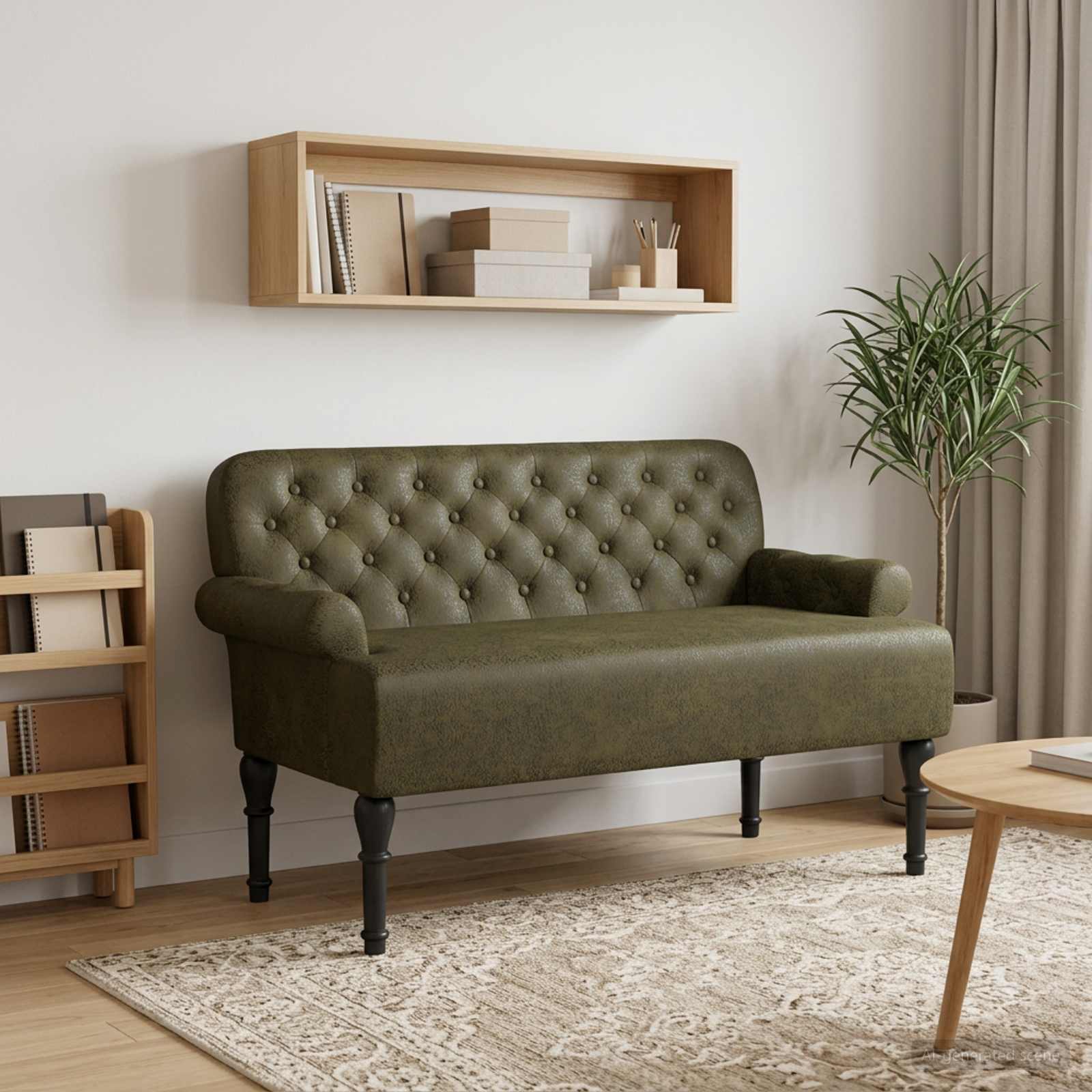 Love seat με κουμπιά Στρατιωτικό Πράσινο 120 x 65 x 78 εκ