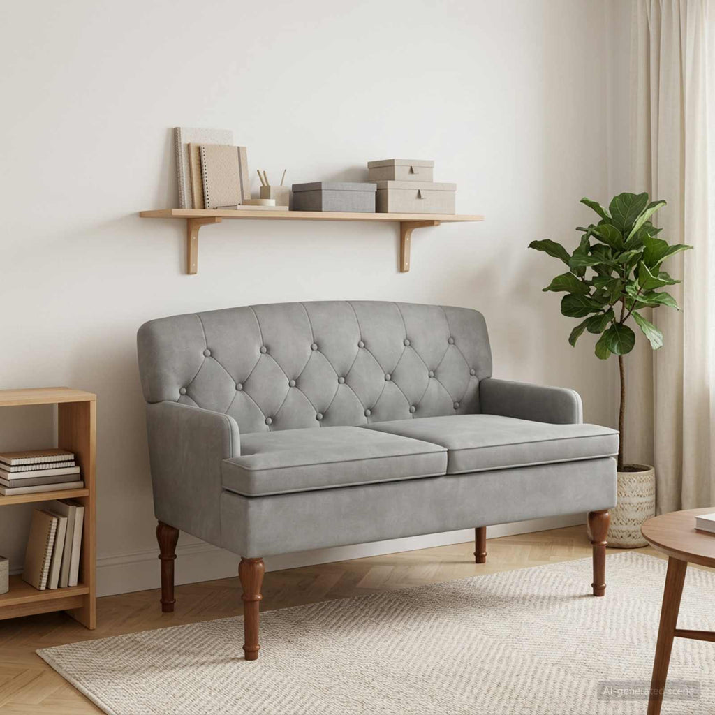 Love seat με κουμπιά Ανοιχτό γκρι 111 x 65 x 79 εκ Βελούδο