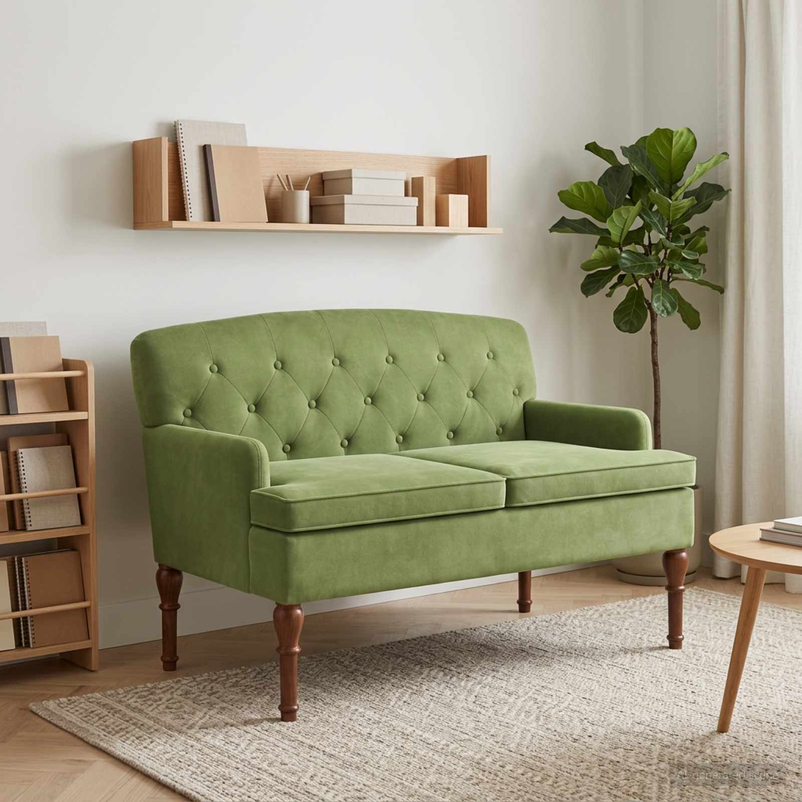 Love seat με κουμπιά Ανοιχτό Πράσινο 111 x 65 x 79 εκ Βελούδο
