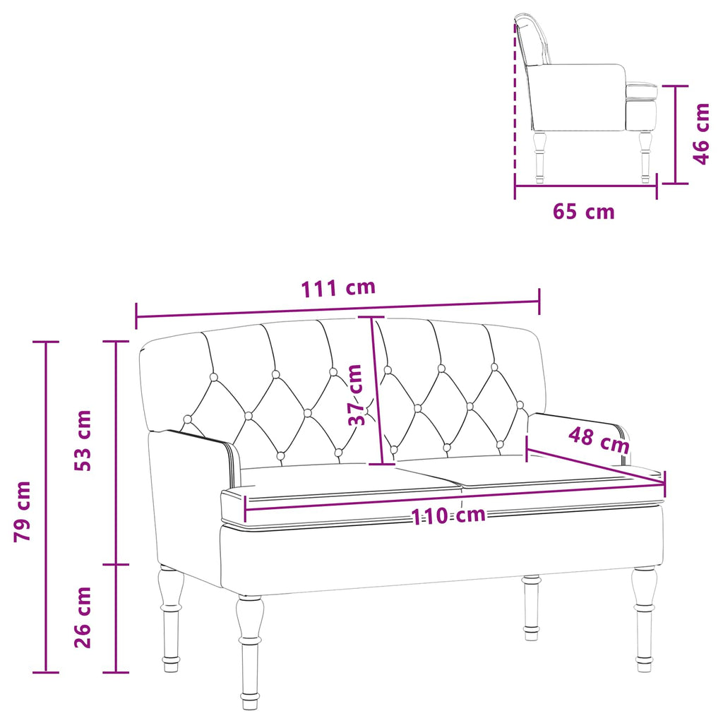 Love seat με κουμπιά Ανοιχτό Πράσινο 111 x 65 x 79 εκ Βελούδο