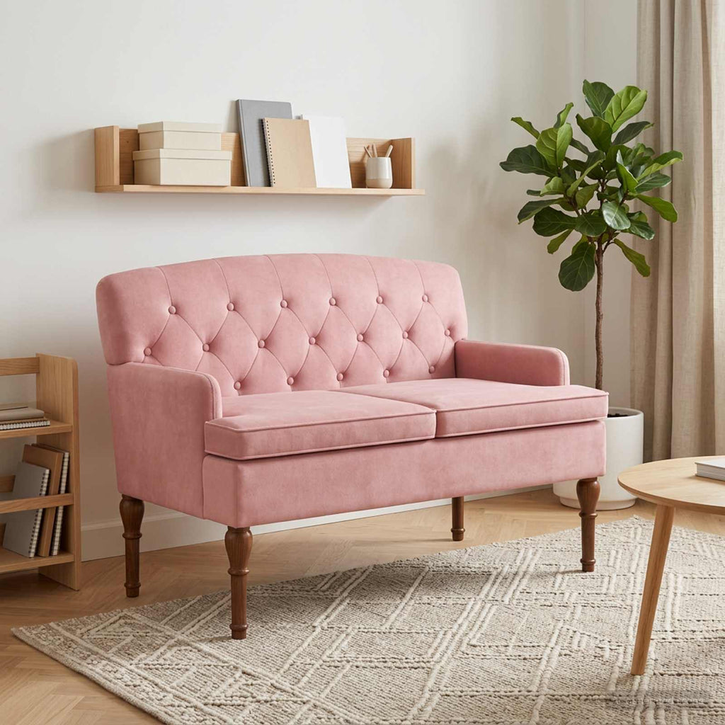 Love seat με κουμπιά Ροζ 111 x 65 x 79 εκ Βελούδο