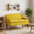 Love seat με κουμπιά Απαλό Κίτρινο 111 x 65 x 79 εκ Βελούδο