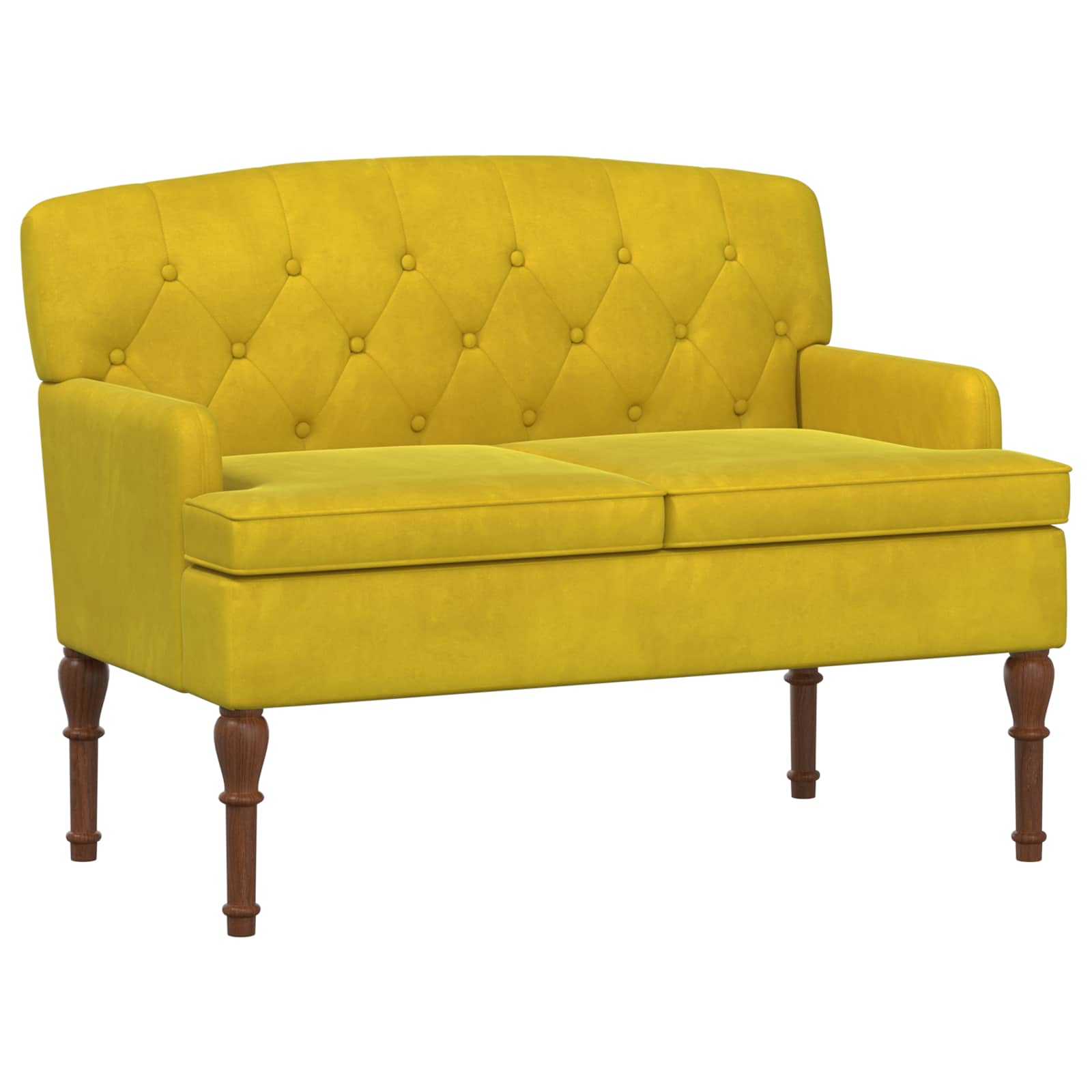 Love seat με κουμπιά Απαλό Κίτρινο 111 x 65 x 79 εκ Βελούδο