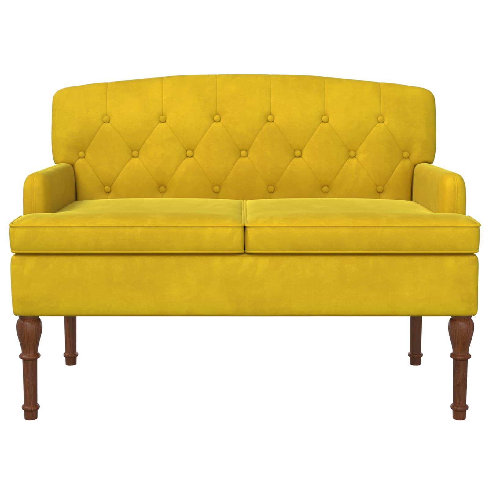 Love seat με κουμπιά Απαλό Κίτρινο 111 x 65 x 79 εκ Βελούδο