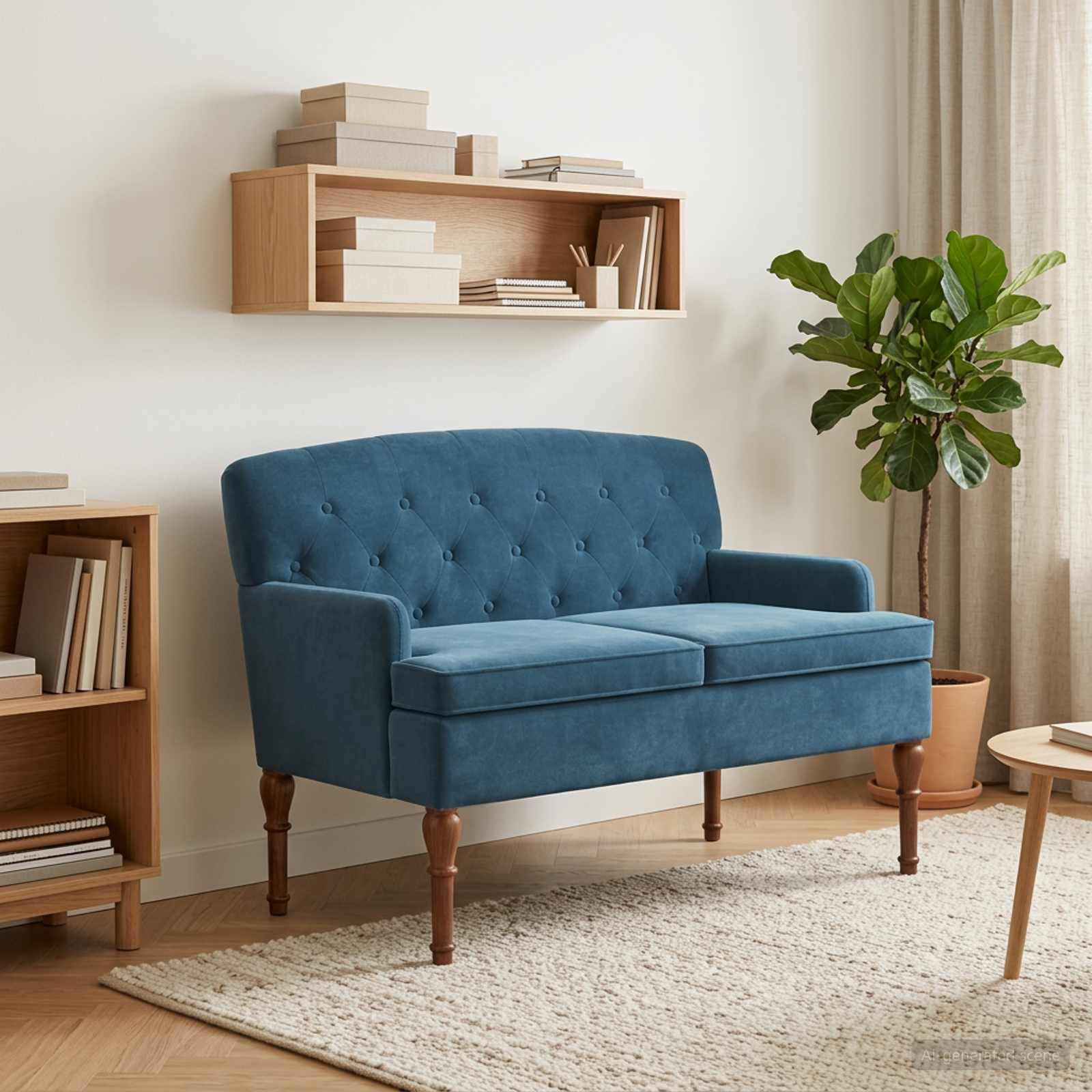 Love seat με κουμπιά Μπλε 111 x 65 x 79 εκ Βελούδο