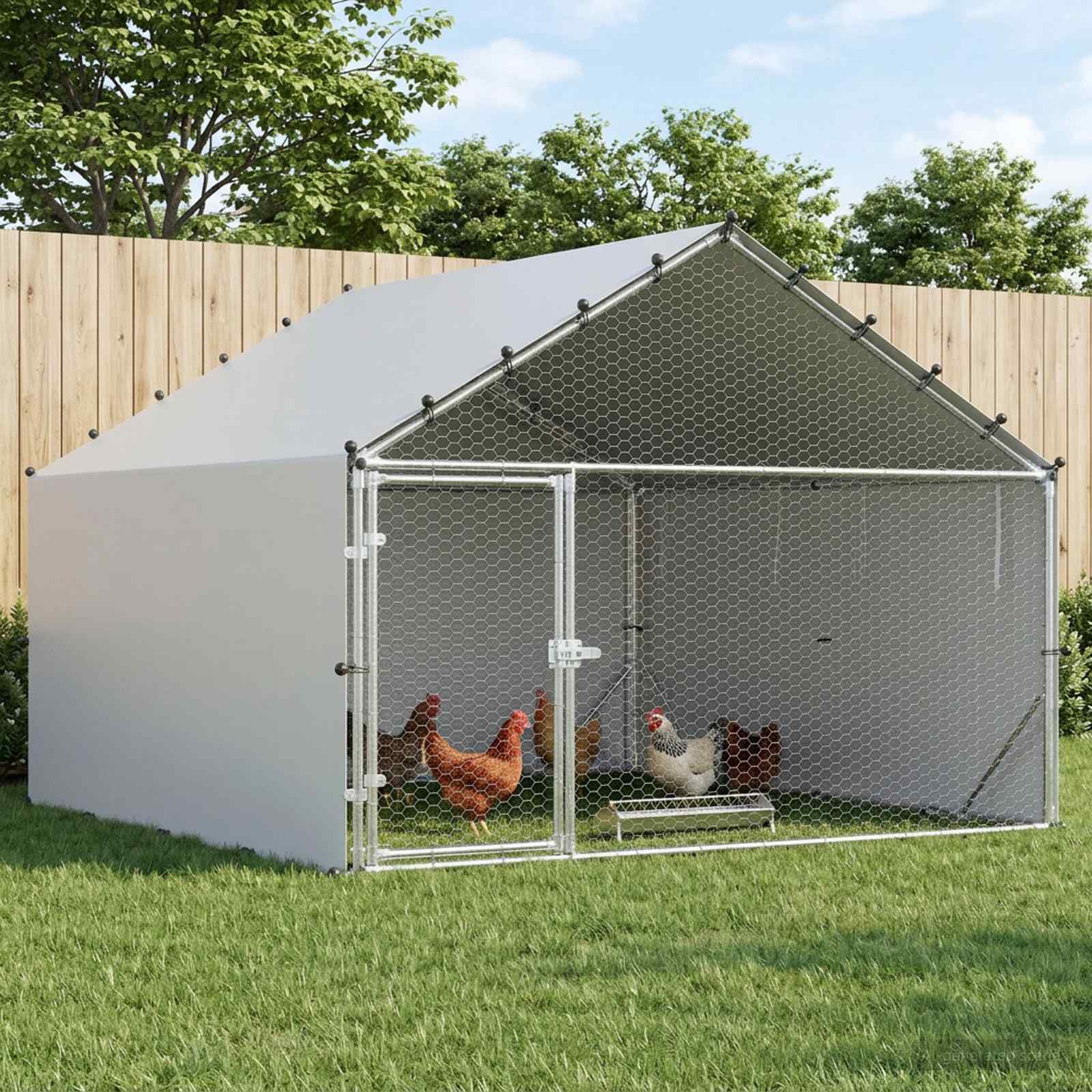 Κοτέτσι με Οροφή Ασημί 200 x 200 x 150 cm Γαλβανισμένος Χάλυβας