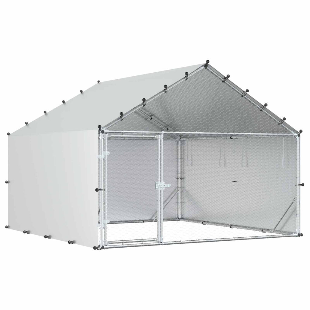 Κοτέτσι με Οροφή Ασημί 200 x 200 x 150 cm Γαλβανισμένος Χάλυβας