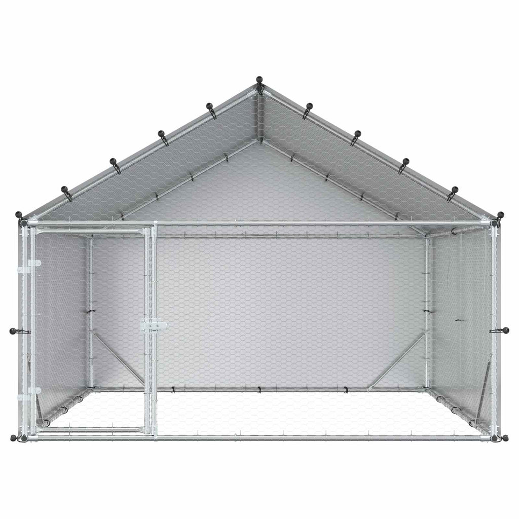 Κοτέτσι με Οροφή Ασημί 200 x 200 x 150 cm Γαλβανισμένος Χάλυβας