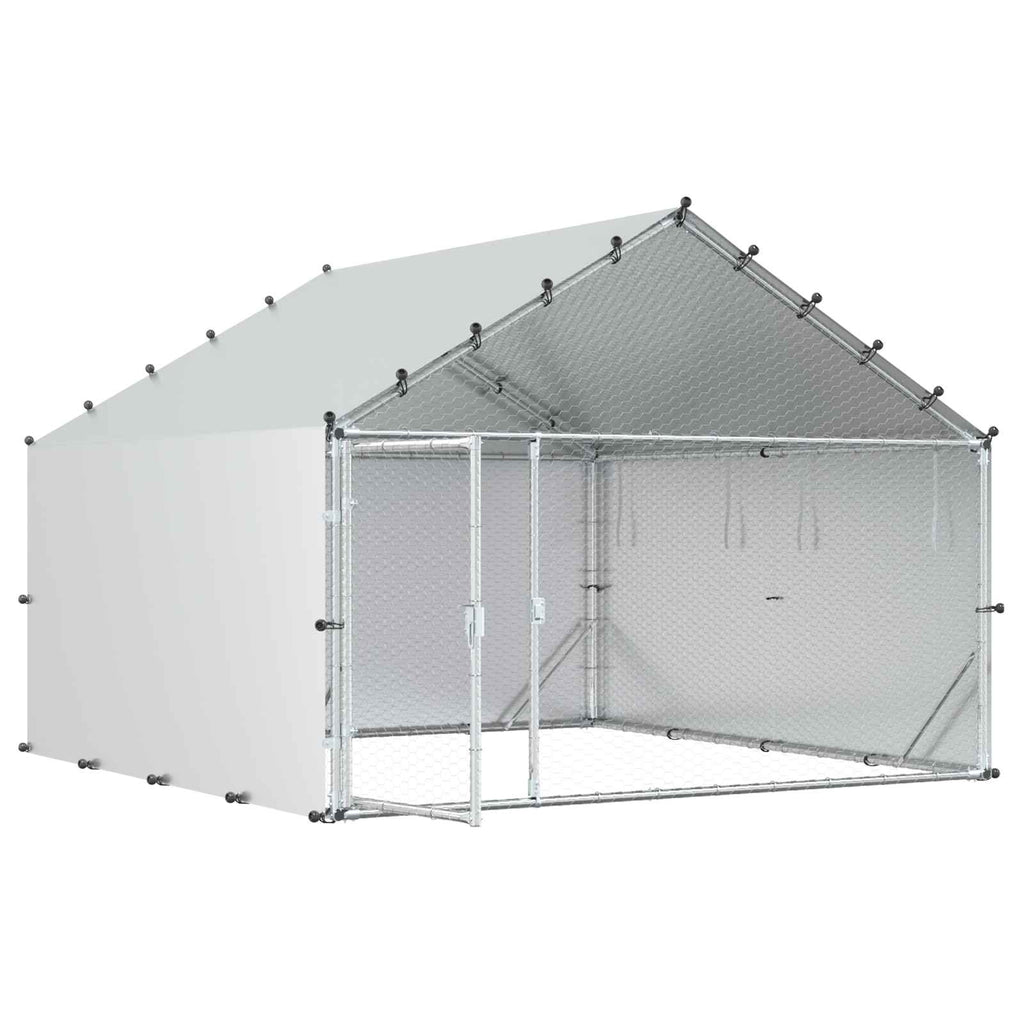 Κοτέτσι με Οροφή Ασημί 200 x 200 x 150 cm Γαλβανισμένος Χάλυβας