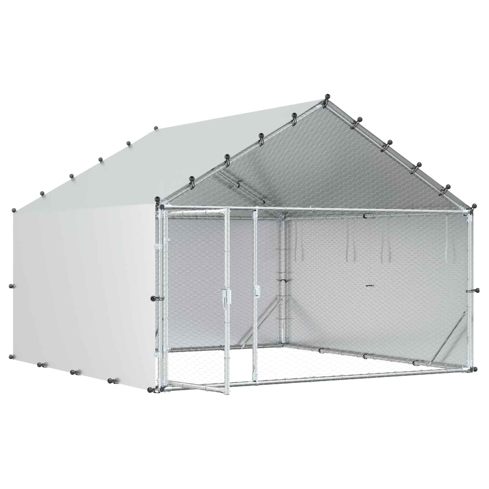 Κοτέτσι με Οροφή Ασημί 200 x 200 x 150 cm Γαλβανισμένος Χάλυβας