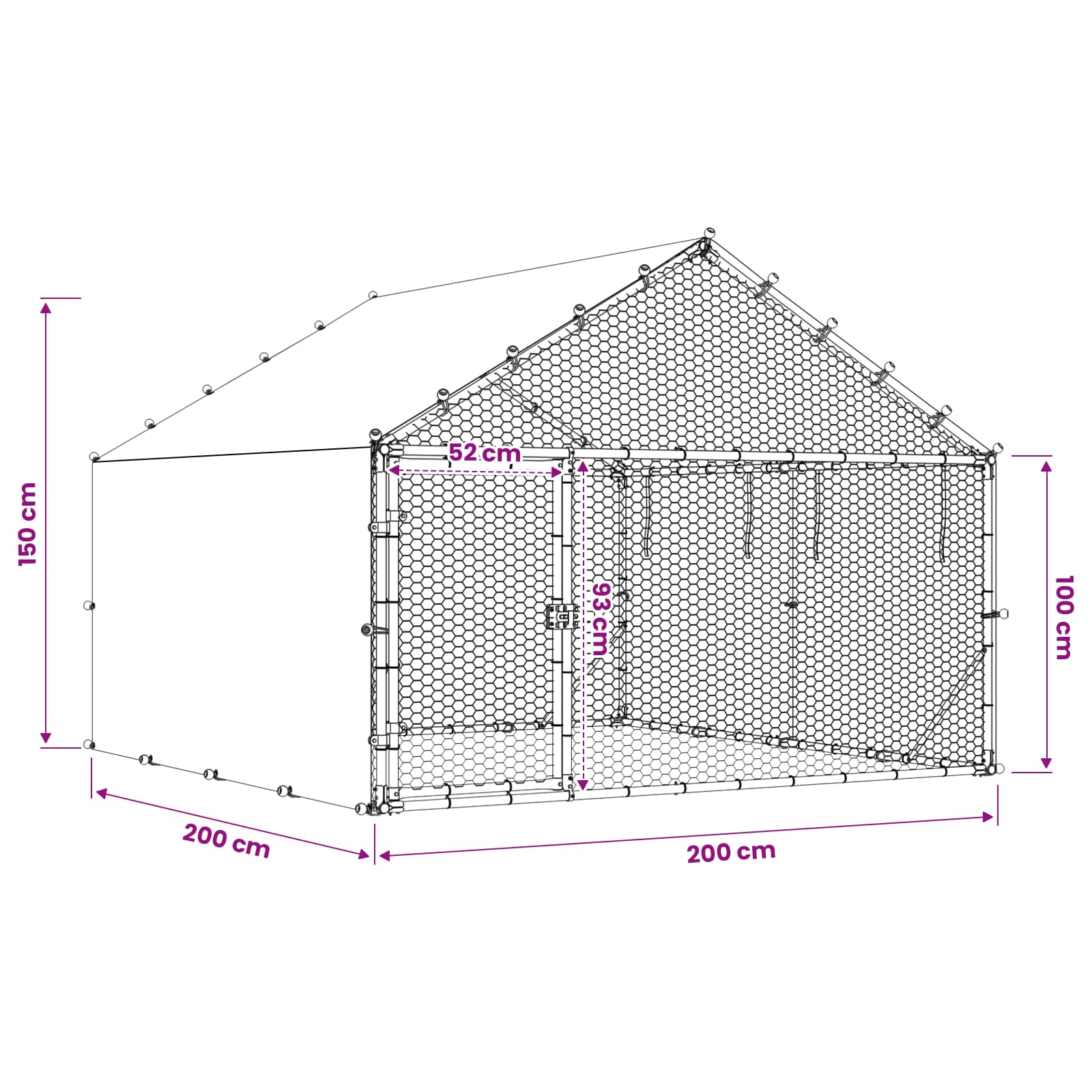 Κοτέτσι με Οροφή Ασημί 200 x 200 x 150 cm Γαλβανισμένος Χάλυβας