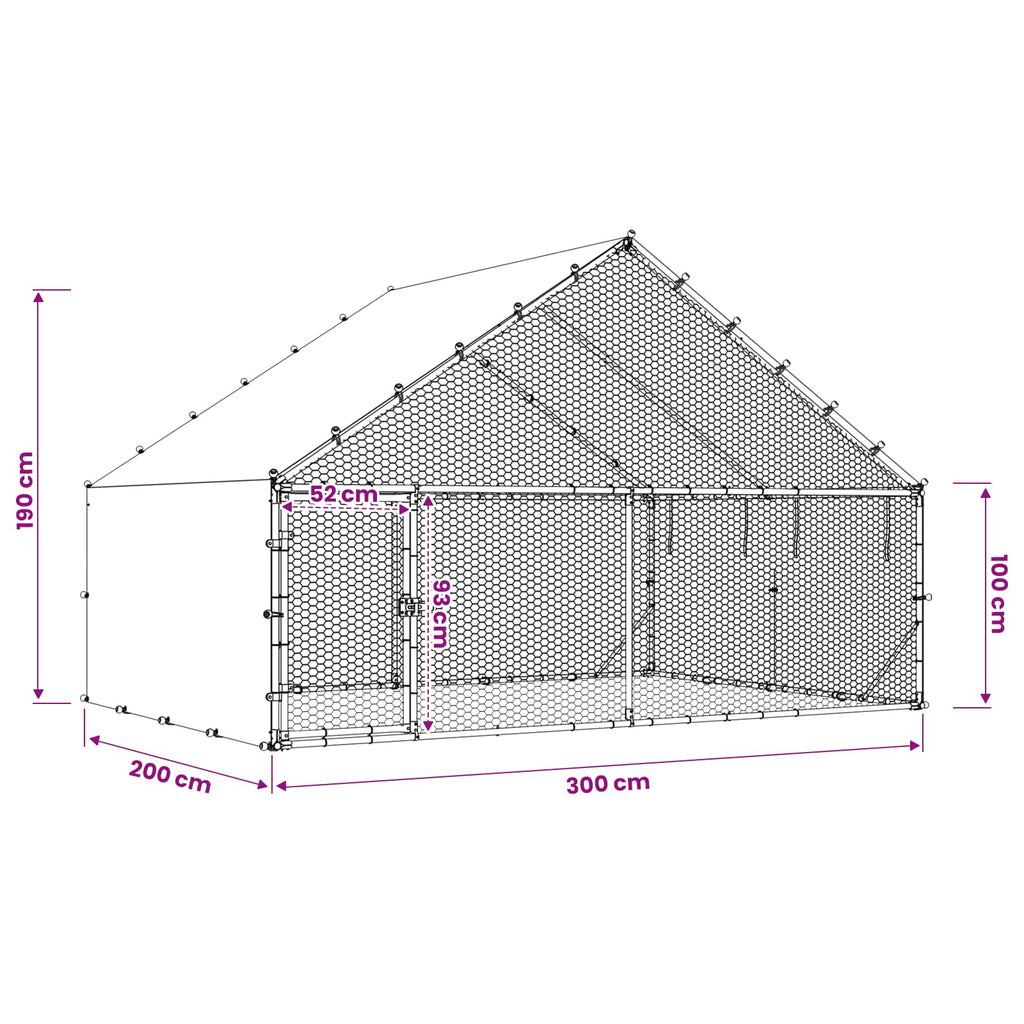 Κοτέτσι με Οροφή Ασημί 300 x 200 x 190 εκ.