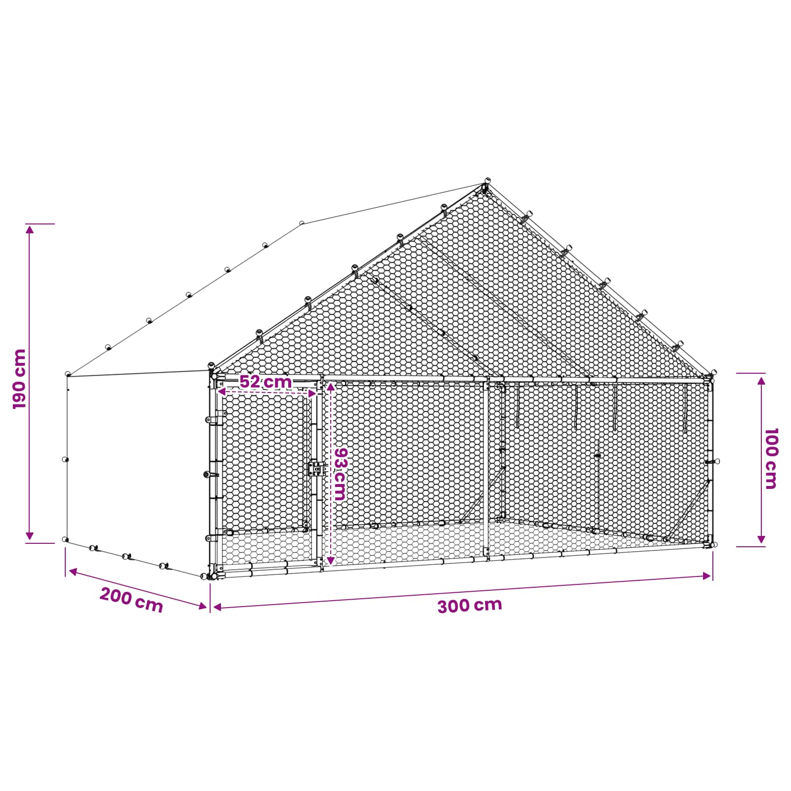 Κοτέτσι με Οροφή Ασημί 300 x 200 x 190 εκ.