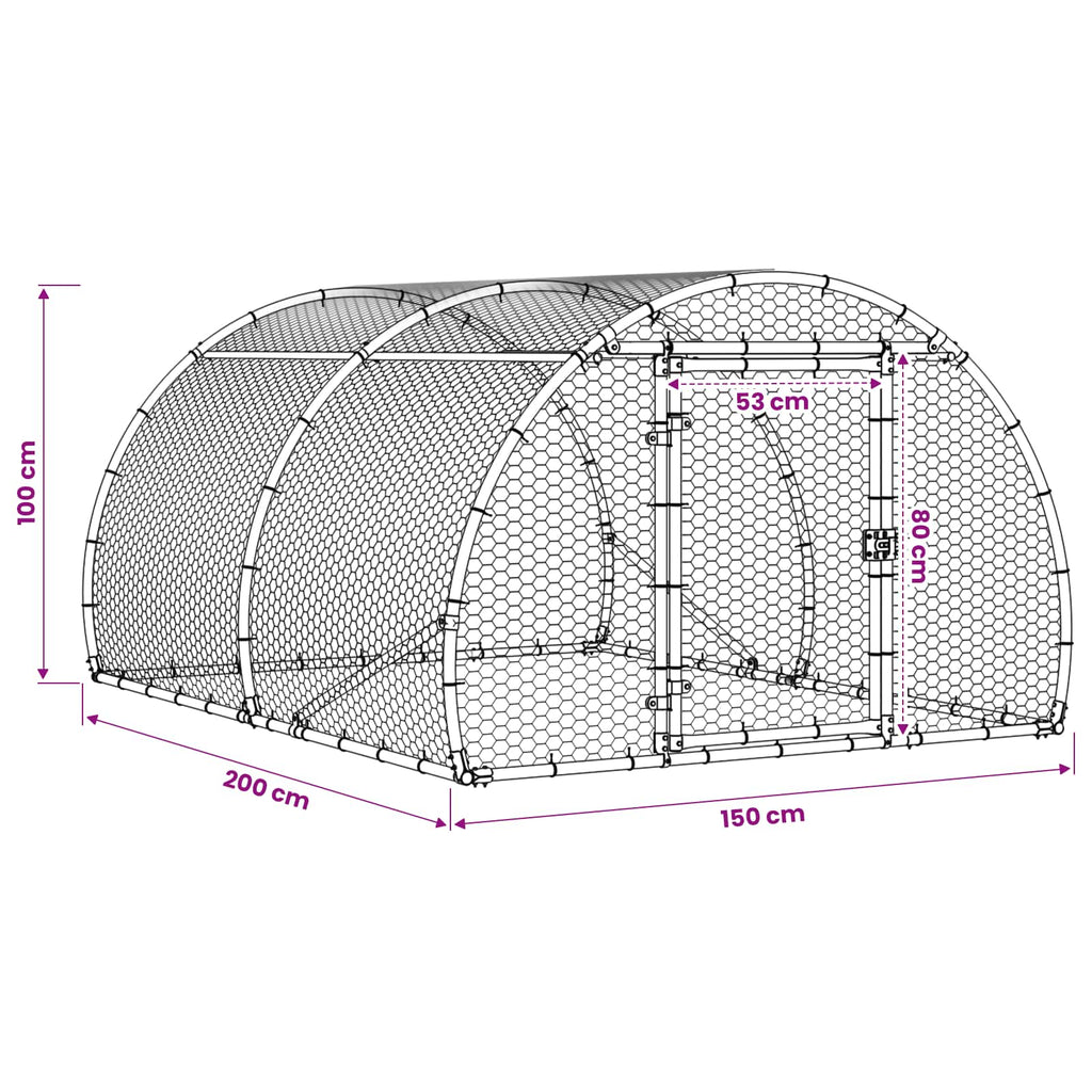 Κοτέτσι Ασημί 200 x 150 x 100 cm Γαλβανισμένος Χάλυβας