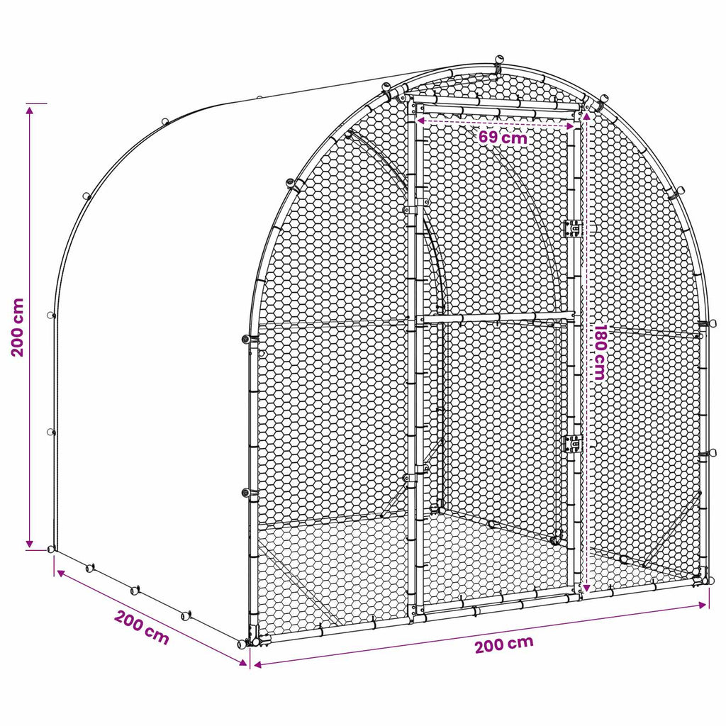 Κοτέτσι Ασημί 200 x 200 x 200 cm Γαλβανισμένος Χάλυβας