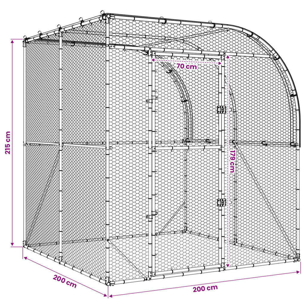 Κοτέτσι Ασημί 200 x 200 x 215 εκ Γαλβανισμένος Χάλυβας