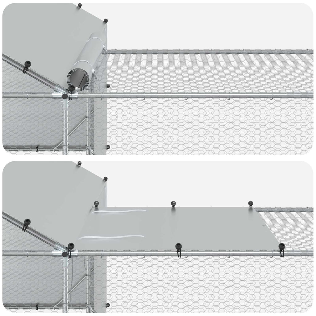 Coop Κοτόπουλου με Οροφή και Αυλή 2 τεμ. Ασημί 8 x 2 x 1,9 μ