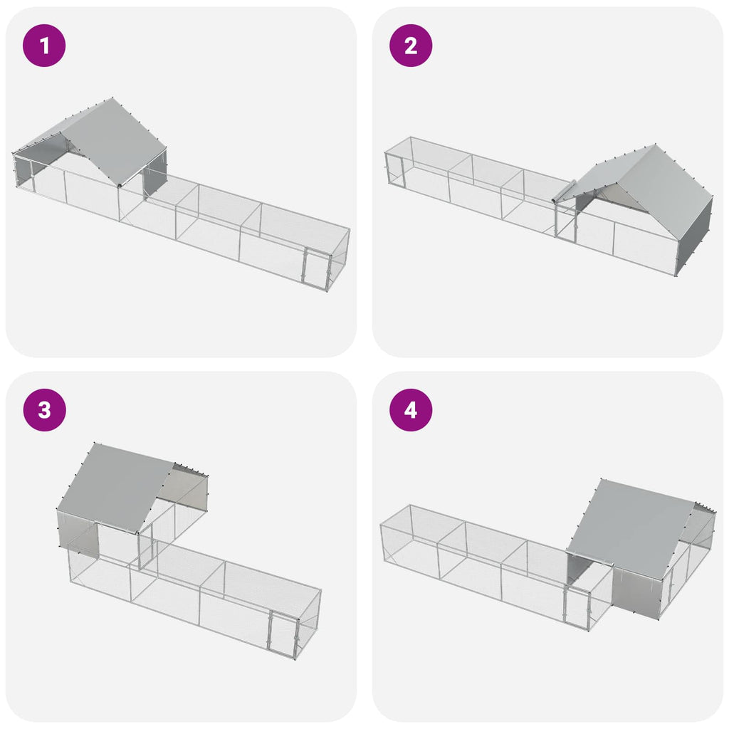 Coop Κοτόπουλου με Οροφή και Αυλή 2 τεμ. Ασημί 8 x 2 x 1,9 μ