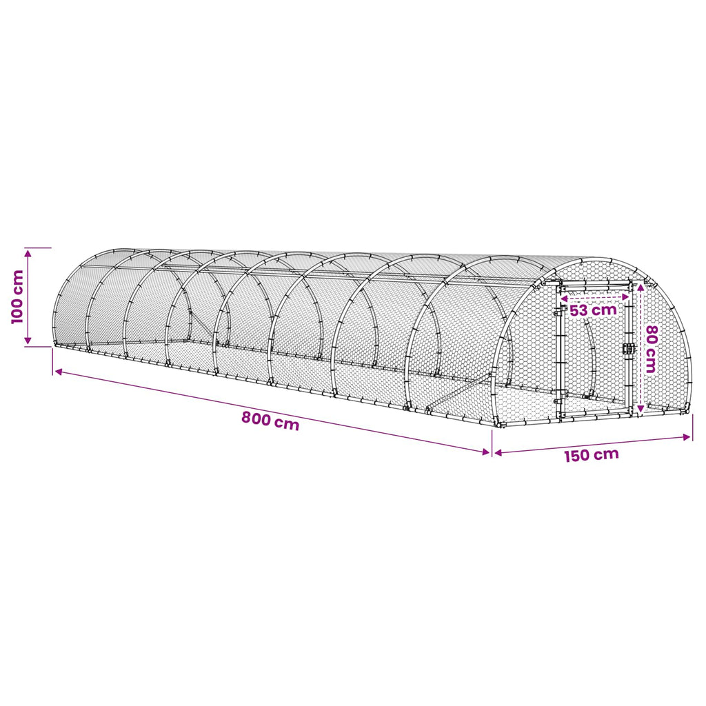 Κοτέτσι Ασημί 800 x 150 x 100 εκ. Γαλβανισμένος Χάλυβας