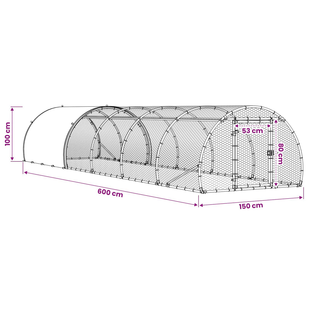 Κοτέτσι Ασημί 600 x 150 x 100 εκ. Γαλβανισμένος Χάλυβας