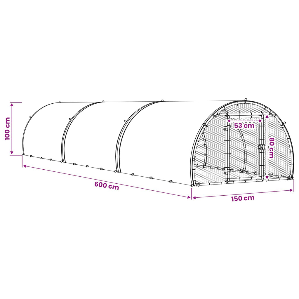 Κοτέτσι Ασημί 600 x 150 x 100 εκ. Γαλβανισμένος Χάλυβας