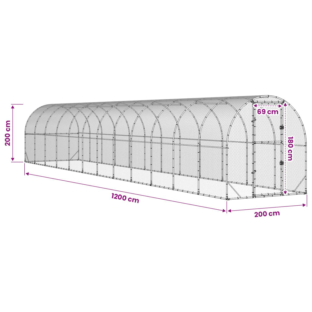 Κοτέτσι Ασημί 1200 x 200 x 200 εκ. Γαλβανισμένος Χάλυβας