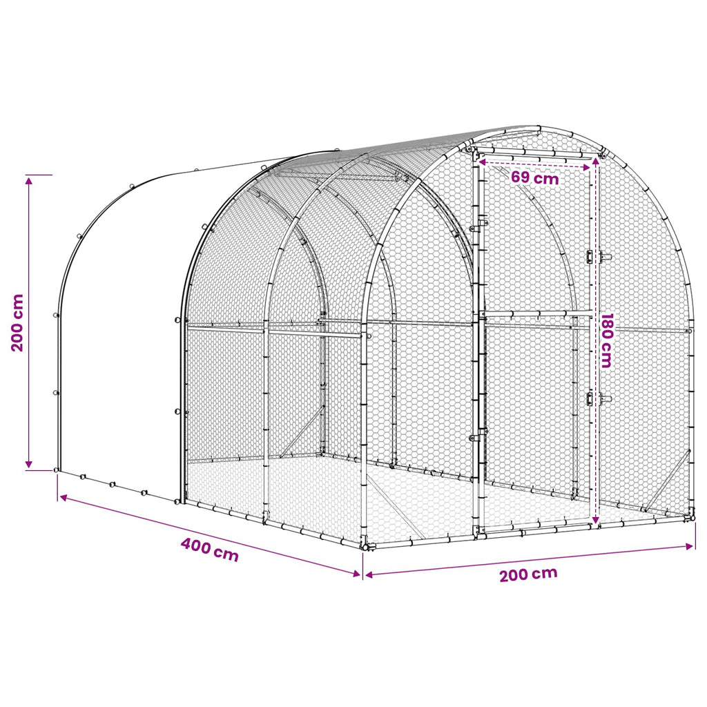 Κοτέτσι Ασημί 400 x 200 x 200 εκ. Γαλβανισμένος Χάλυβας