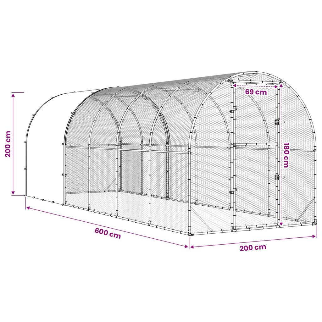Κοτέτσι Ασημί 600 x 200 x 200 εκ. Γαλβανισμένος Χάλυβας