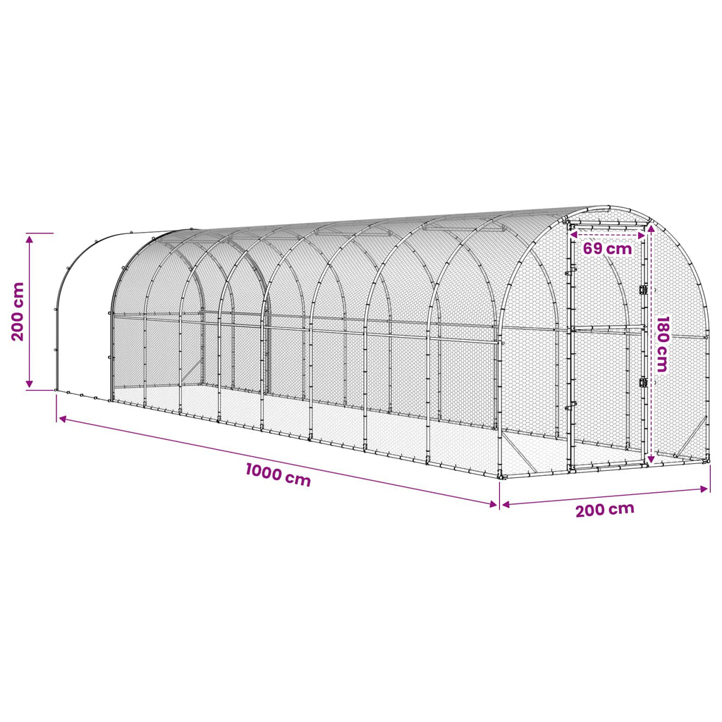 Κοτέτσι Ασημί 1000 x 200 x 200 εκ. Γαλβανισμένος Χάλυβας